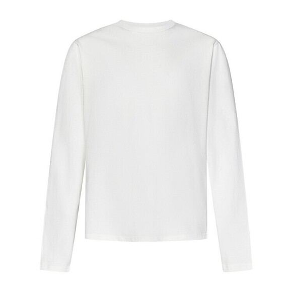 Jil Sander Long-Sleeved White Cotton Jersey With Leather Patch - NWT